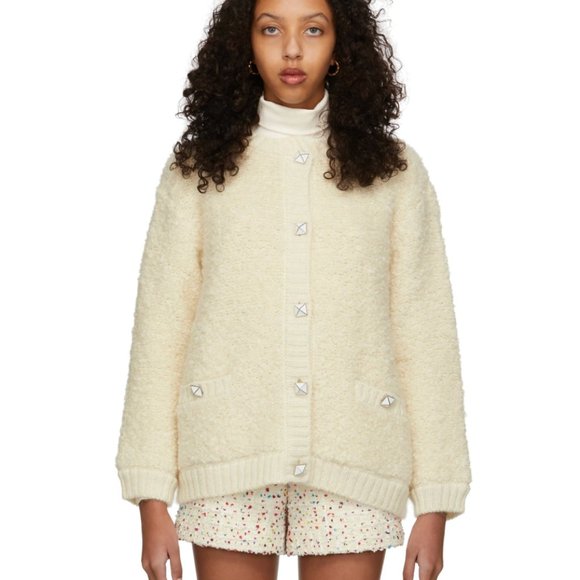 VALENTINO Off-White Mohair & Wool Cardigan Jacket - Picture 1 of 4